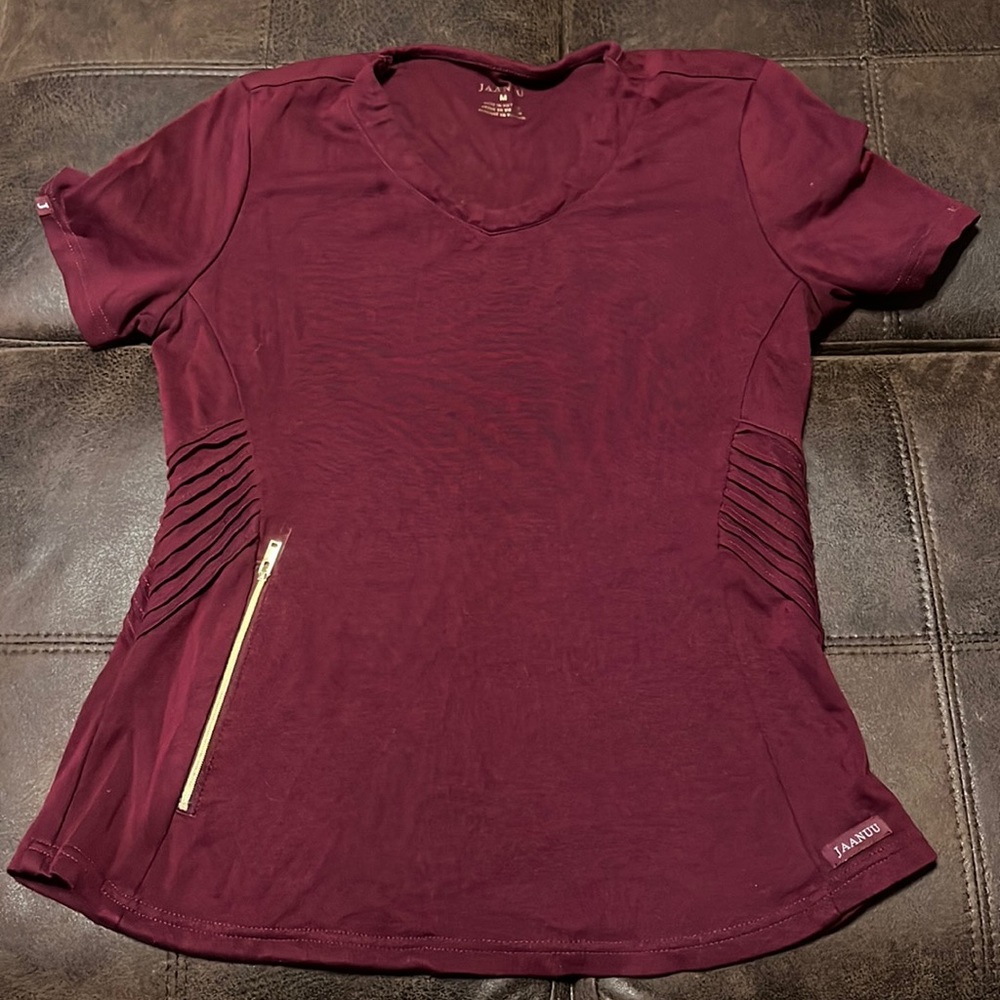 Jaanuu Maroon Top with Gold Zipper